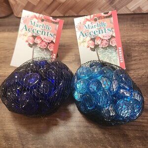 Lot of 2 Panacea Decorative Gem Marble Accents‎ Cobalt Blue & Ice Blue Gems NWT